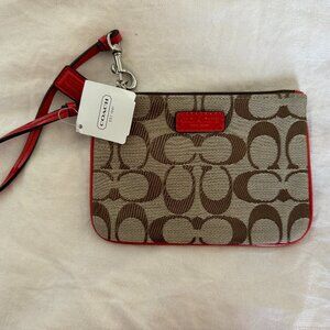 NWT Coach Wristlet - Red/Tan